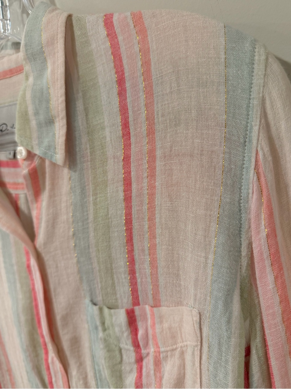Rails Charli Matera Stripe Lurex Metallic Gauze Button Down Shirt Size Small - Picture 5 of 15
